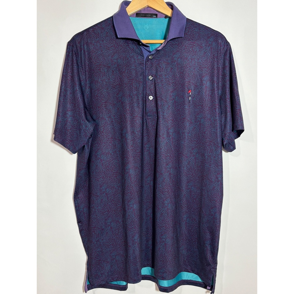 Greyson Mens XXL Golf Polo Shirt Bundle of 2 Purple Stripe Abstract Print 2pk‎ - Picture 2 of 16